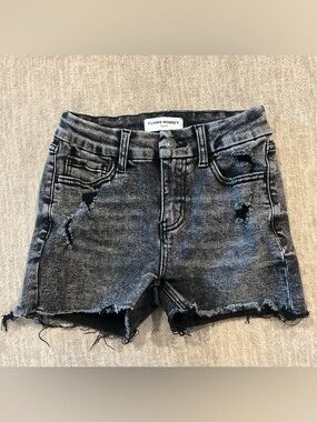 Flying Monkey Washed Black Distressed Jean Shorts Girls Size 12